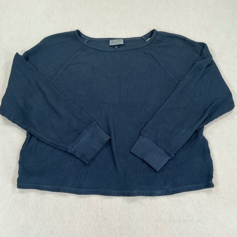 Universal Thread Womens Navy Blue Waffle Knit Thermal Top L Z231E5
